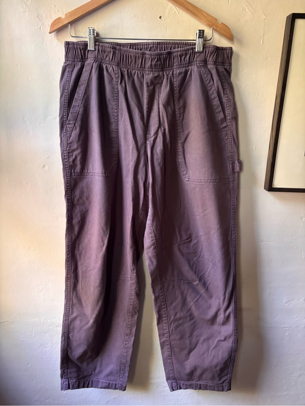 Old Navy Barrel Leg High-Rise Pulla Utility Pants in Dusty Purple Size Large